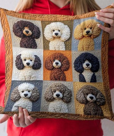 Silky Paws Quilted Decorative Pillow Cover — Elegant Silhouette Dog Print Cushion Case With Smooth Quilted Texture For Modern Interiors, Hidden Zipper, Machine-Washable