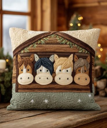 Playful Saddle Spirit Quilted Pillow Cover — Whimsical Western Accent Throw Pillowcase, Rustic Equestrian Décor For Cozy Spaces