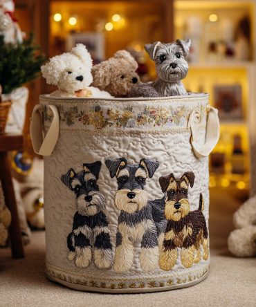 Silver Whiskers Quilted Laundry Hamper — Elegant Cat Motif Foldable Storage Basket With Reinforced Handles & Washable Liner