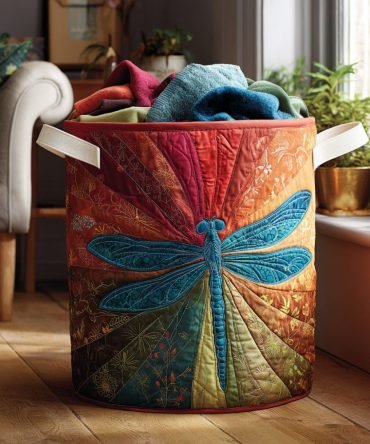 Sky Dance Quilted Fabric Hamper - Foldable Washable Laundry Basket For Home, Decorative Linen Storage With Sturdy Handles