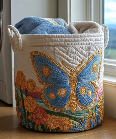 Sky Dancer Quilted Laundry Hamper — Airy Foldable Fabric Laundry Basket With Handles For Contemporary Bedrooms, Bathrooms & Dorms