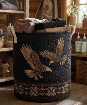 Sky Hunter Quilted Laundry Hamper — Aviator-Inspired Foldable Fabric Basket With Strong Handles And Large Storage Capacity