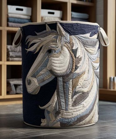 Sky Rider Quilted Laundry Hamper - Airy Blue Foldable Fabric Basket With Handles, Machine-Washable Liner & Compact Storage Design