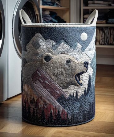 Premium Quilted Laundry Hamper With Sturdy Handles — Slate Roar Accent, Foldable & Durable Fabric Bin For Home