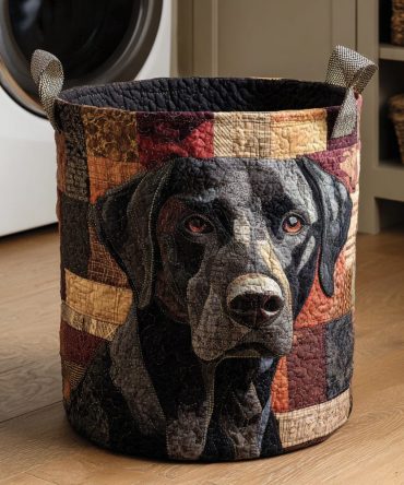 Sleek Labrador Quilted Laundry Hamper — Modern Foldable Fabric Basket With Labrador Design, Reinforced Handles & Easy-Care Removable Liner
