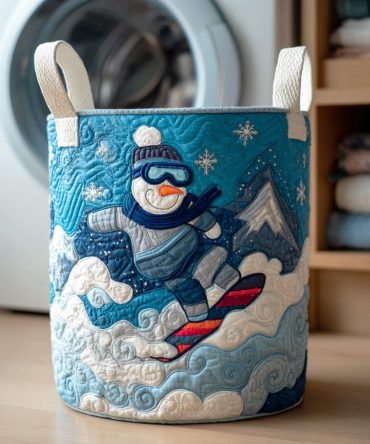Snowman Holiday Glow Quilted Laundry Hamper — Festive Collapsible Laundry Basket With Reinforced Handles, Decorative Winter Storage For Home