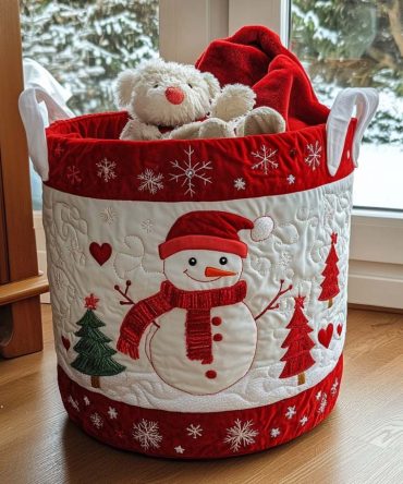 Stylish Quilted Laundry Hamper — Snowy Glow Edition , Insulated Foldable Fabric Basket With Handles For Home & Apartment Storage