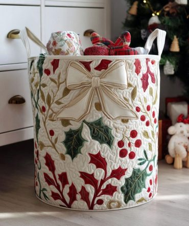 Snowy Wonder Quilted Laundry Hamper — Cozy Winter Patterned Storage Basket, Collapsible & Washable Laundry Organizer For Home