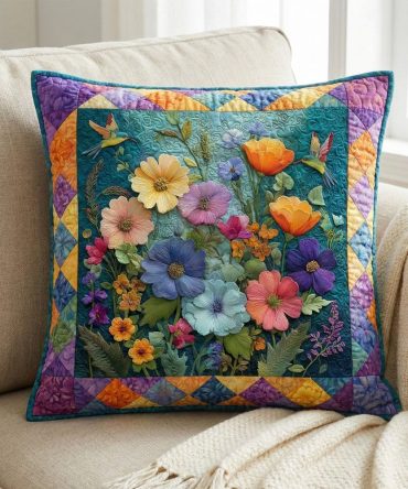 Soft Petal Dream Quilted Decorative Pillow Cover: Cotton-Blend Throw Pillowcase For Bed & Sofa, Reversible, Machine Washable, Gift