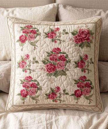 Soft Garden Floral Quilted Pillow Cover — Lightweight Decorative Throw Pillowcase For Bedroom, Cottage, Sunroom & Everyday Comfort