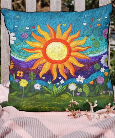 Solar Reverie Quilted Decorative Pillow Cover — Sunburst Pattern Luxury Pillowcase For Modern & Boho Interiors