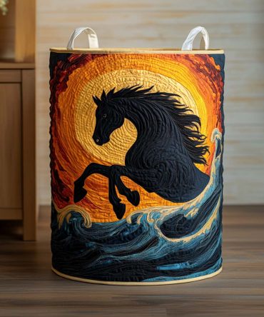 Solar Rider Quilted Laundry Hamper — Bright Decorative Fabric Basket With Reinforced Handles, Foldable Design & Easy-Maintenance Liner