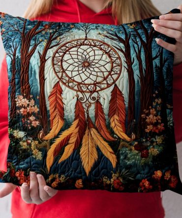 Soul Catcher Quilted Decorative Pillow Cover — Boho Dreamcatcher-Inspired Quilted Sham, Spiritual And Stylish Accent With Hidden Zipper, Ideal For Eclectic & Bohemian Interiors