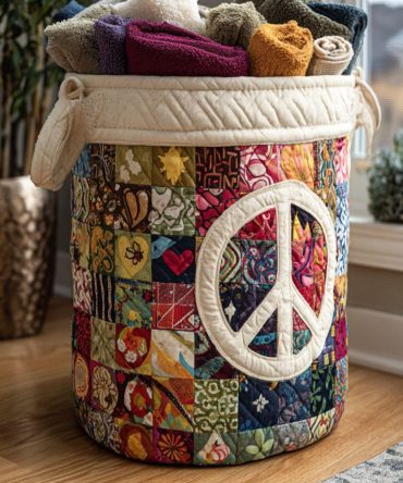 Soulful Stitch Quilted Laundry Hamper — Boho Chic Fabric Storage Basket, Large Collapsible Organizer With Handles For Laundry, Linens & Toys