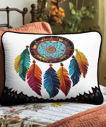 Spirit Catcher Quilted Pillow Cover — Ethereal Mandala Decorative Throw Pillow Case For Spiritual, Bohemian Home & Bedroom Decor