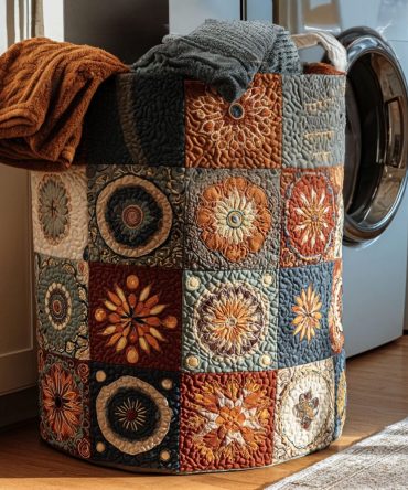 Premium Quilted Spirit Geometry Laundry Hamper — Collapsible Fabric Basket With Reinforced Handles & Modern Boho Storage For Home