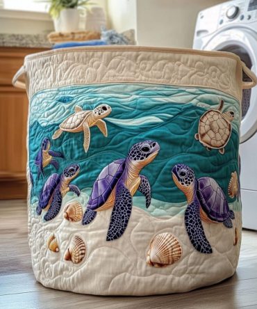 Spirit Of The Sea Quilted Laundry Hamper – Ocean-Inspired Design, Quilted Coastal Laundry Basket, Foldable Seaside Storage With Handles