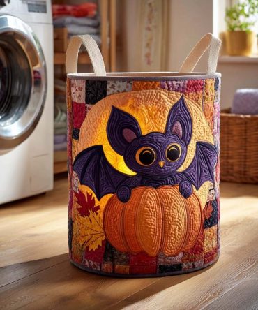Spooky Night Haunted Quilted Laundry Hamper – Dark Halloween Fabric Basket, Collapsible Large Capacity Hamper With Handles For Costumes & Decor