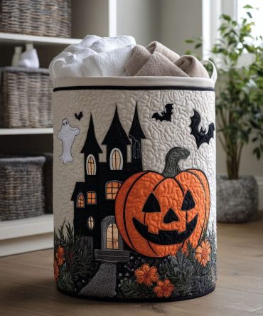 Spooky Patch Quilted Hamper — Themed Foldable Laundry Organizer With Sturdy Handles & Protective Liner For Seasonal Or Everyday Use