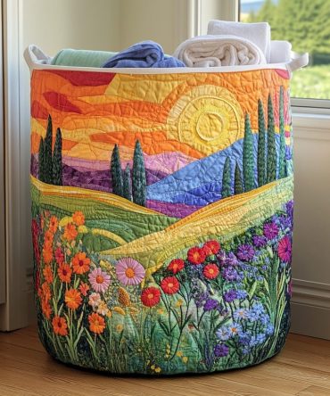 Spring Meadow Soft Quilted Foldable Hamper — Breathable Floral Laundry Basket, Collapsible Organizer For Home & Dorm Rooms