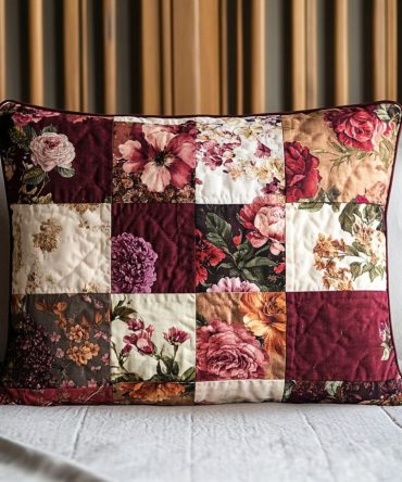 Springtime Charm Quilted Pillowcase — Bright Floral Decorative Sham, Breathable Cotton-Blend Bed Accent For Fresh Seasonal Decor