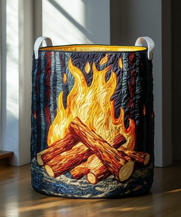 Star Flame Quilted Laundry Basket - Large Foldable Storage Hamper With Handles, Vibrant Celestial Design For Home & Dorm Organization