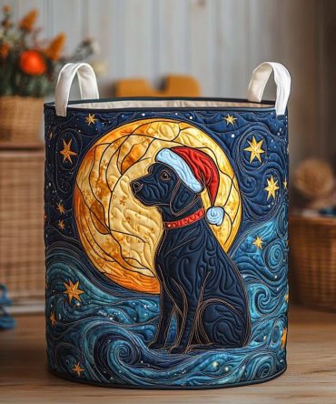 Star Howl Quilted Laundry Basket – Decorative Collapsible Hamper With Night Sky Design For Bedroom, Nursery & Storage