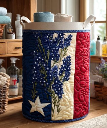 Star Of The South Quilted Laundry Basket – Elegant Star Motif Collapsible Hamper For Home Organization & Gifting