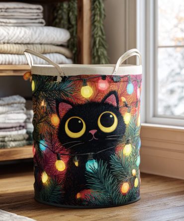 Starlit Paws Quilted Laundry Hamper — Celestial Pet-Paw Storage Basket, Soft Foldable Organizer For Nursery, Bedroom & Dorm Decor