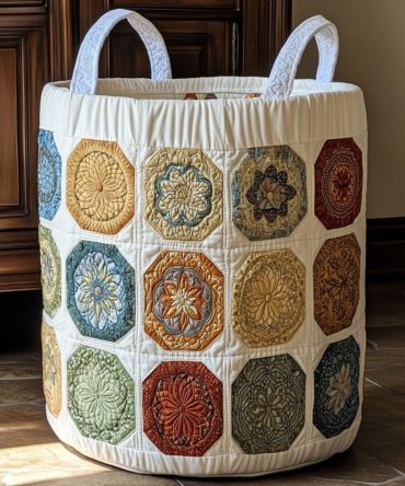 Starseed Spiral Quilted Laundry Hamper — Cosmic Spiral Pattern Fabric Bin With Handles, Foldable Decorative Storage For Modern Rooms
