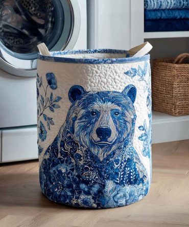 Stone Fang Quilted Laundry Hamper — Rugged Stone & Fang Motif Quilted Laundry Basket With Reinforced Base, Portable Handles & Collapsible Storage