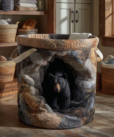 Stone Refuge Quilted Laundry Hamper — Neutral Textured Fabric Basket, Foldable Laundry Organizer For Modern & Rustic Homes