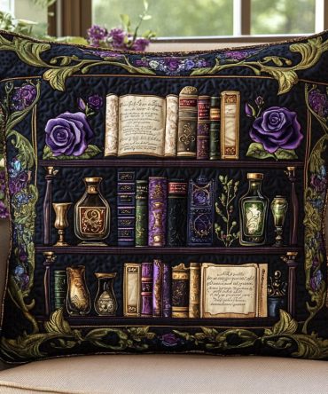 Storybook Garden Quilted Pillow Cover - Lush Floral Pillowcase For Cozy Bedrooms & Living Rooms, Soft Cotton Quilting, Easy Care