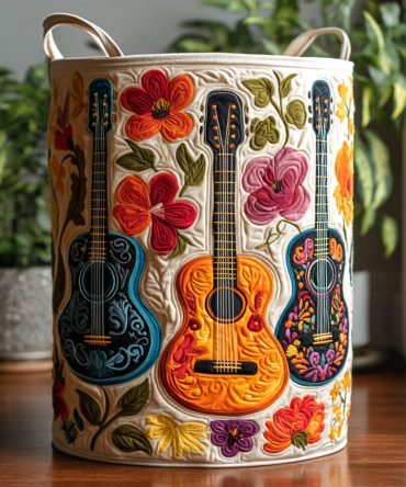 Strings Of Memory Quilted Laundry Basket — Vintage-Inspired Quilted Fabric Hamper, Collapsible Laundry Organizer With Sturdy Base & Comfortable Handles
