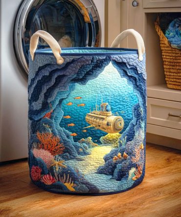 Submarine Passage Quilted Laundry Hamper – Large Foldable Fabric Basket With Sturdy Handles, Removable Liner & Compact Storage For Home