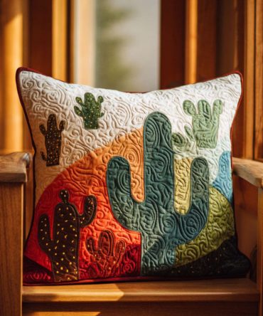 Succulent Spirit Botanical Quilted Throw Pillow Cover — Soft Textured Accent Cushion Case For Living Room, Bedroom & Patio Decor