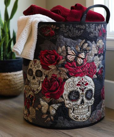 Sugar Spirit Quilted Laundry Hamper — Charming Fabric Laundry Basket, Collapsible Design, Soft Quilted Storage For Home