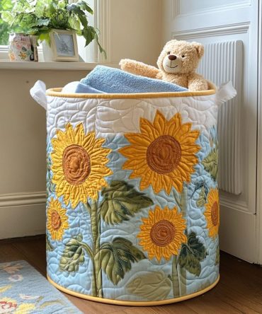 Summer Shine Quilted Laundry Hamper — Bright Floral Foldable Basket With Handles, Machine-Washable & High Capacity