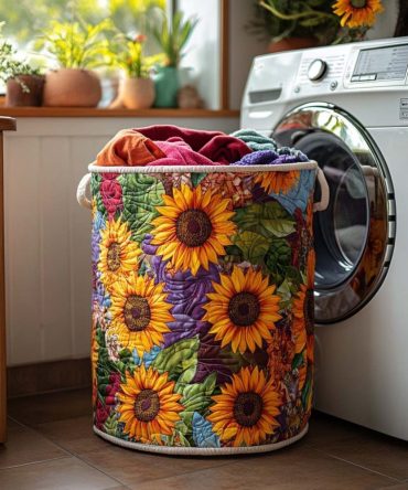 Sun Charm Quilted Laundry Hamper - Large Foldable Fabric Laundry Basket With Handles , Durable Stylish Home & Bedroom Organizer