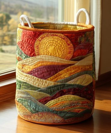 Sunrise Quilted Laundry Hamper — Bright Foldable Fabric Basket With Sturdy Handles, Roomy Decorative Hamper For Kids, Bedroom & Nursery — Machine-Washable Cover, Collapsible & Gift-Ready