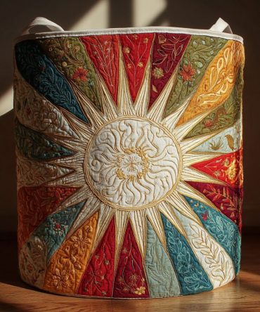 Sun Wave Quilted Laundry Hamper – Vibrant Foldable Storage Bin With Sturdy Handles, Machine-Washable Liner For Bright Home Organization