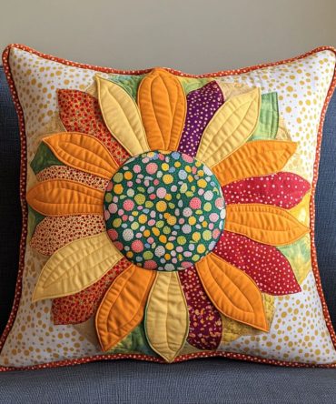 Sunbeam Dream Quilted Decorative Pillow Cover — Bright Boho Throw Pillowcase, Soft Quilted Texture, Machine Washable Accent