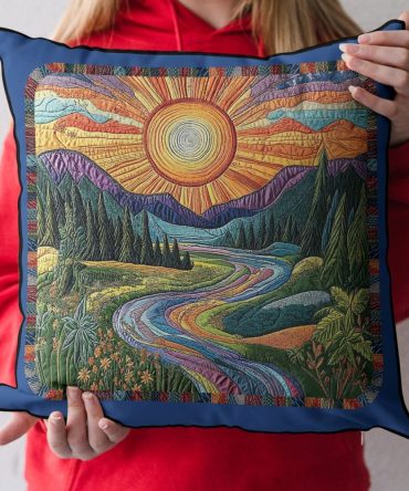 Sunbeam Serenity Quilted Throw Pillow Cover - Warm Sunburst Pattern With Soft Quilting For Bright Sofas, Beds & Sunlit Rooms