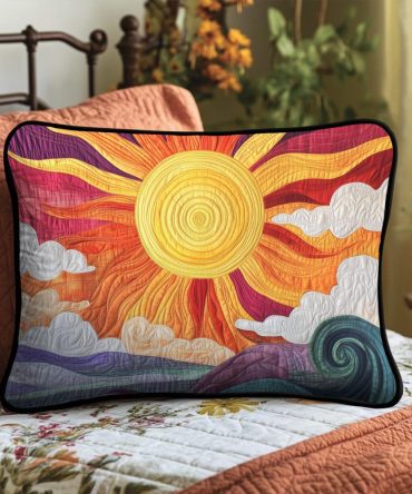 Sunburst Quilted Pillowcase – Bright Decorative Pillow Sham With Sun Motif, Soft Breathable Cotton Blend, Machine-Washable Accent For Sunny Bedrooms