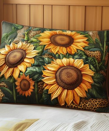 Sunflower Dreams Quilted Pillow Cover — Bright Quilted Decorative Pillowcase With Cheerful Sunflower Design For Sunny Home Accents