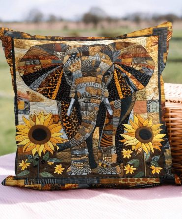 Sunflower Quilted Decorative Pillow Cover — Vibrant Floral Throw Pillowcase For Sofa, Bedroom & Patio , Premium Cotton-Blend
