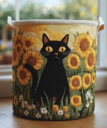 Sunflower Gaze Quilted Laundry Hamper — Bright Floral Canvas Basket With Handles For Laundry, Towels & Home Organization