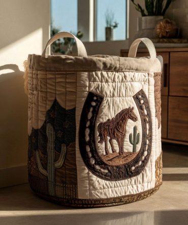 Sunlit Canyon Run Quilted Laundry Hamper – Earth-Toned Fabric Laundry Basket, Soft-Quilted, Collapsible & Durable Home Organizer