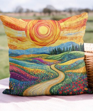 Sunlit Joy Quilted Decorative Pillow Cover — Bright Floral Throw Pillowcase With Soft Quilting, Reversible Accent For Sofa, Bed & Outdoor Lounging