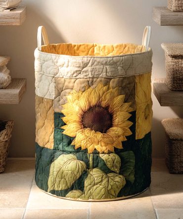 Sunny Bloom Quilted Laundry Hamper – Large Foldable Fabric Basket With Sturdy Handles, Machine-Washable Liner & Cheerful Floral Design
